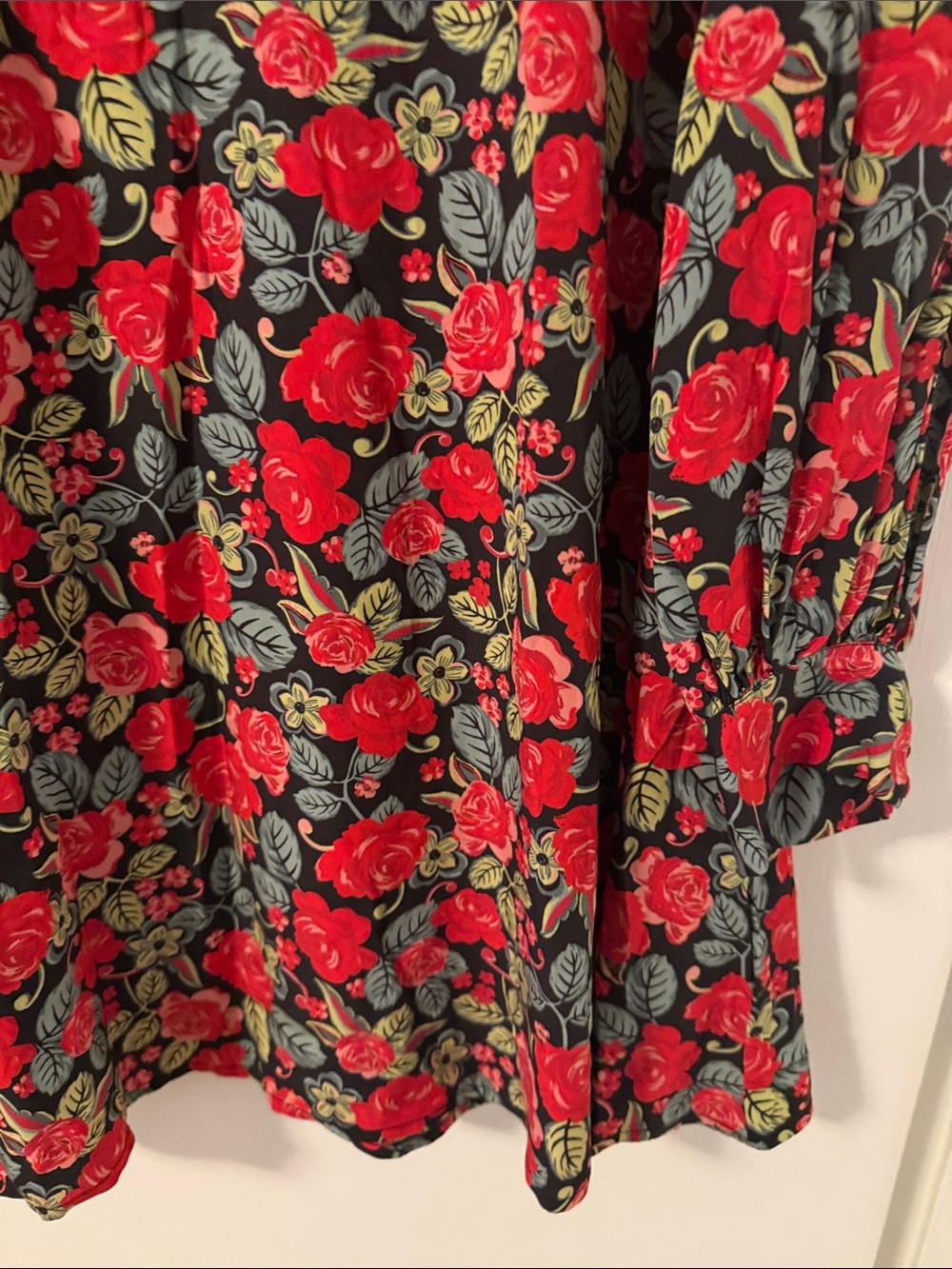 Joanie Paulina Rose Plus 22 Floral Long-Sleeve Dress Velvet Tie Neck Buttons - Picture 6 of 10